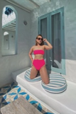 NEON PINK STRAPLESS 2PC BIKINI SET